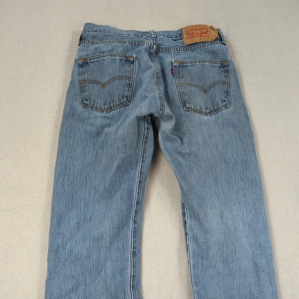 Levis 501 Jeans Mens 30x30 Blue Straight Distressed Button Fly Grunge